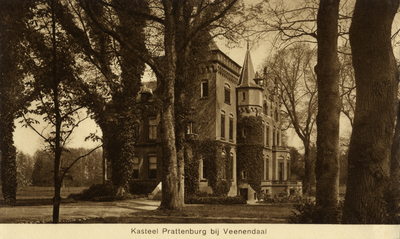 16637 Gezicht op de linker- en achtergevel van het huis Prattenburg met omringend park (Cuneraweg) te Rhenen.